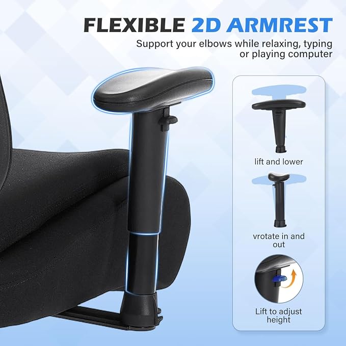 BOSMILLER Big and Tall Office Chair with Wide Thick Seat Cushion for Heavy People,700lbs Ergonomic Mesh Desk Chair with Adjustable Lumbar Support and Armrests for Adults Sitting All Day