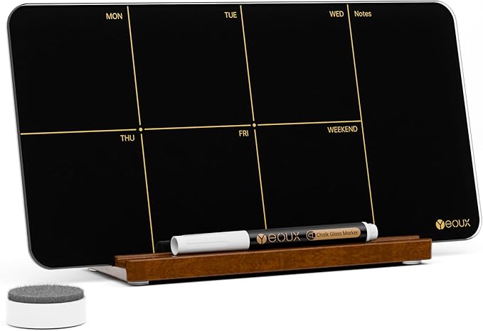 Desktop Black Glass Weekly Planner Dry Erase Whiteboard with Detachable Wood Stand,Small Portable Week Calendar to Do List White Board 12x6 for Office, Home, Schools, Marker&Eraser Included, Yeoux | Detachable Wood Stand, Small Portable, Week Calendar ...