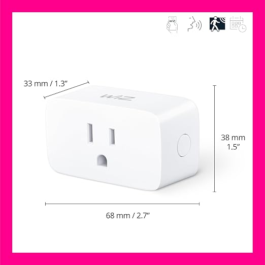 WiZ Smart Plug- Sunset to Sunrise Automation + Motion Detection + Control with Voice or App, Compatible with Alexa, Google Home, and HomeKit - WiFi Wall Outlet - 4 Pack