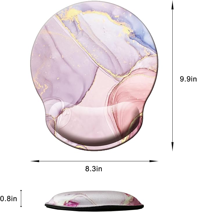 Mouse Pad with Wrist Support, Ergonomic Mouse Pad with Memory Foam Wrist Rest Cushion, Non-Slip Rubber Base Gaming Mice Pad for Home Office Computer Laptop, Pink Marble