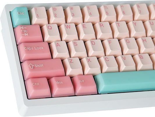 Tsungup Pink Translucent Custom Keycaps,163 Keys Double Shot PBT Keycaps,Cherry Profile Key Caps Keyboard Keycap Set for Cherry MX Switches Mechanical Keyboard(Pink)
