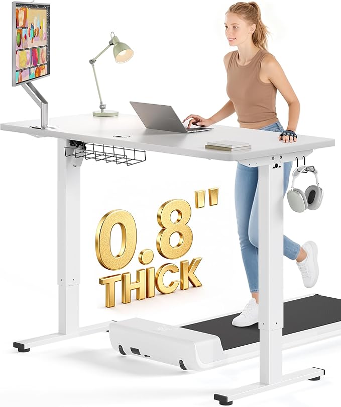 SIAGO Electric Standing Desk Adjustable - 55 x 24 Inch Sit Stand up Desk with 0.8 Inch Thick Tabletop - Adjustable Height Table with 3 Memory Preset, Cable Management for Home Office
