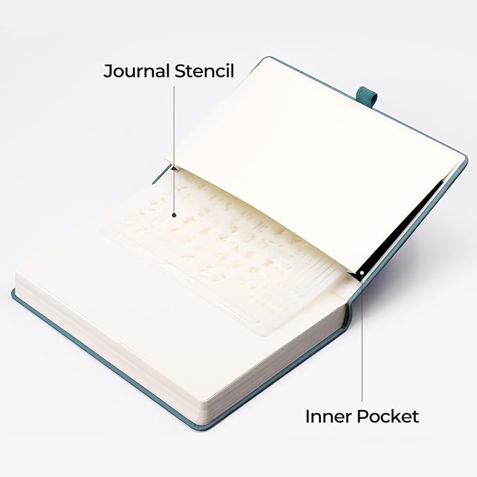 EMSHOI Blank Notebook Journal - 320 Pages, 100gsm Thick Paper, A5 Hardcover Leather, Art Sketchbook for Drawing, Unlined, Plain Sketch Book for Women Men Work Writing, 5.75 X 8.38, Light Blue