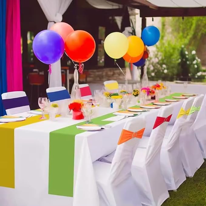 Tvoip 10PCS Chair Cover Stretch Band with Buckle Slider Sashes Bow Wedding Banquet Chair Decoration (Red)