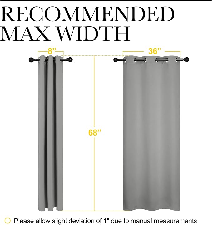 NICETOWN Thermal Insulated Grommet Blackout Curtains, Kids Window Drape Panel for Nursery, Privacy Short Curtains (Silver Grey, 2 Panels, W42 x L68 -Inch)