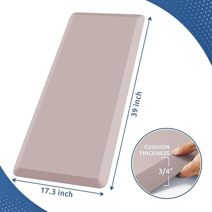 KitchenClouds Kitchen Mat Cushioned Anti Fatigue Kitchen Rug Non Slip Standing Mat Comfort Floor Mats for Sink Office (17.3"x39"- 0.8inch,Khaki) | Water-Resistant, Non-Slip, Easy to Clean Comfort Floor Mat for Kitchen, Sink & Office, Multiple Colors & ...