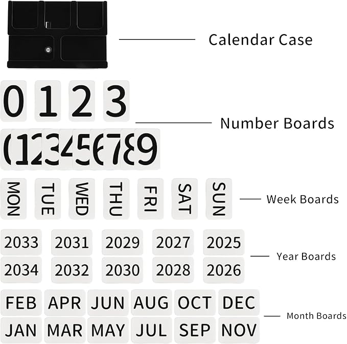 Acrylic Perpetual Calendar for Desk, Vintage Desktop Perpetual Calendar 2025-2034, Large Date Display Flip Blocks Tabletop Decor Daily Calendar Desk Accessory for Daily Office Home decoration (Black)