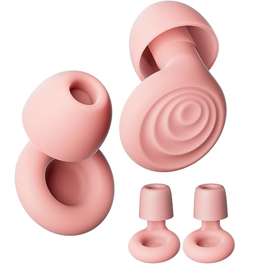 Yawsoy Ear Plugs for Sleeping Noise Cancelling, Reusable Soft Noise Reduction Earplugs for Sleep, Focus, Travel, Work, Motorcycle, Concert with 6 Silicone Ear Tips and 6 Foam Ear Tips - 25-35dB Pink