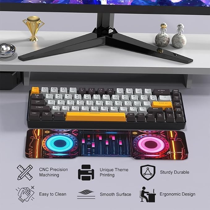 Punk Acrylic Keyboard Wrist Rest - Compact 60% Keyboard- Mechanical Keyboards Ergonomic Palm Rest for Computer Keyboard,Anti-Slip Base,Wrist Pad for Laptop,Office & Home-Easy Typing