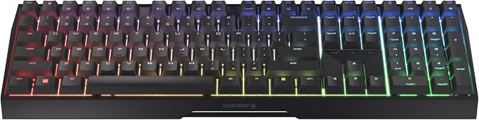 Cherry MX 3.0S Wireless, Mechanical Gaming Keyboard, Bluetooth, 2.4 GHz & Wired Mode, RGB Lighting, Aluminum Housing, Rechargeable, MX2A Blue Switches, Black