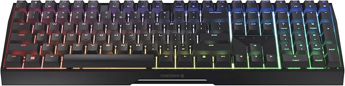 Cherry MX 3.0S Wireless, Mechanical Gaming Keyboard, Bluetooth, 2.4 GHz & Wired Mode, RGB Lighting, Aluminum Housing, Rechargeable, MX2A RED Switches, Black