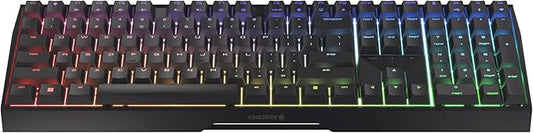 Cherry MX 3.0S Wireless, Mechanical Gaming Keyboard, Bluetooth, 2.4 GHz & Wired Mode, RGB Lighting, Aluminum Housing, Rechargeable, MX2A RED Switches, Black