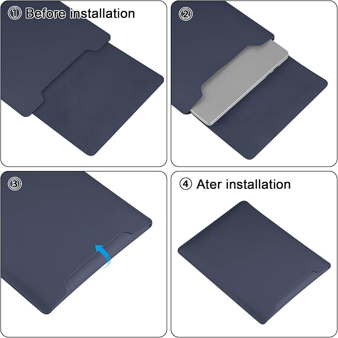 HoYiXi 15.6" Laptop Sleeve Case PU Leather with Stand Compatible with MacBook Pro 16/15.4'' MacBook Pro 15, Mac Air 15/ Dell, Matebook,Asus,15-16'' Laptop Bag,(Patent Pending),Blue