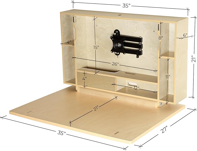 SKEENA Wall-Mounted Desk - Floating Folding Desk with Storage, Space-Saving Design for Home Office (36")