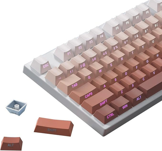 PBT Keycaps-Side Print Key Cap Set, Double Shot Shine Through Custom Key caps, Cherry Profile 133 Keys for Mechanical Keyboards Gradient Blue (Gradient Rouge)