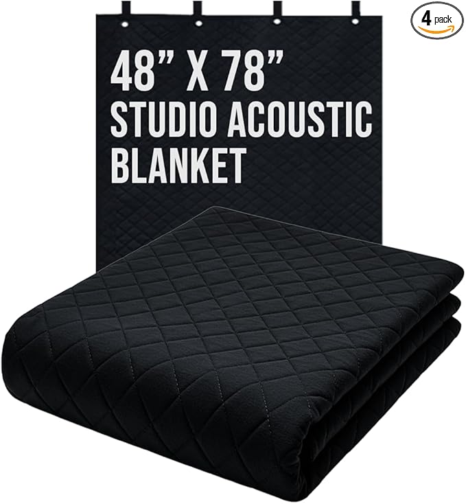 Boxer 4Pack Studio Sound Dampening Blanket 48" x 78" - Door - Window - Insulated Blanket, Light Blocker, Sound Absorbing - Grommets and Loops