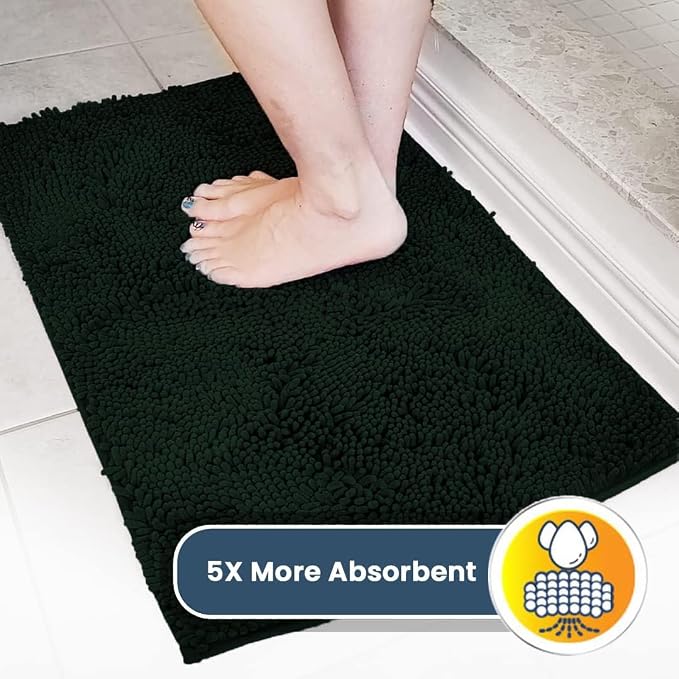 Muddy Mat® | Super Absorbent Door Mat Indoor, Microfiber Quick Dry Chenille Entryway Rug, Non-Slip Front Door Mat, Indoor Mats for Entryway, Machine Washable Pet Rug, Hunter Green 19" x 30"