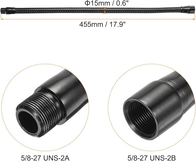 PATIKIL 18" Microphone Gooseneck, 1Pcs 5/8"-27 Thread Metal Universal Hose Flexible Arm Gooseneck Tube Extension for Multifunction DIY, Black