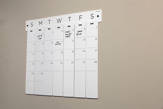 russell+hazel Acrylic Perpetual Wall Calendar, 30" x 0.63" x 25", Hard Cast Acrylic with Polished Edges, Includes Black Wet Erase Marker and Mounting Hardware, 1-Count (102766)
