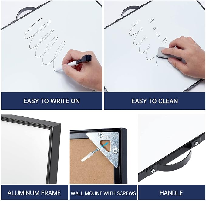 TSJ OFFICE Small White Board - 12 X 16 Inches Portable Aluminum Frame Magnetic Dry Erase Board with Holder, to Do List Notepad for Office, Home, School