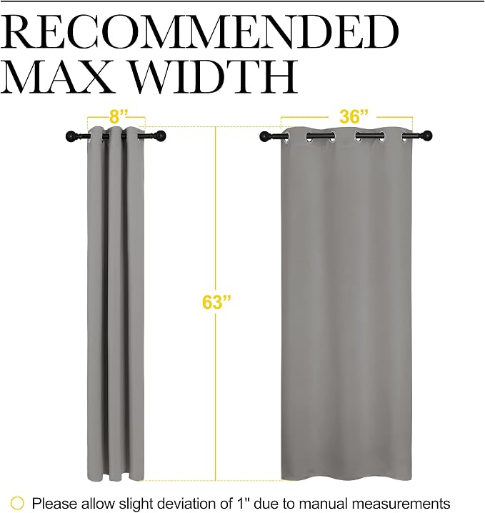 NICETOWN Blackout Curtains 63 inches Long, Thermal Insulated Solid Grommet Top Blackout Curtains/Drapes for Office (Sand Color, 1 Pair, 42 x 63 inches)