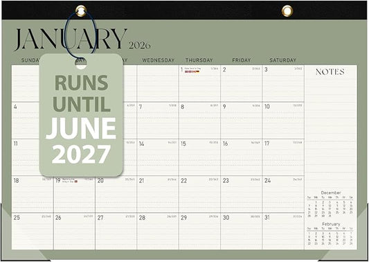 2026 Desk Calendar, Large Desktop/Wall Monthly Calendar (Jan. 2026 - Jun. 2027) 17'' x 12'' School Year Desk Planner for Teacher Family School Office Supplies