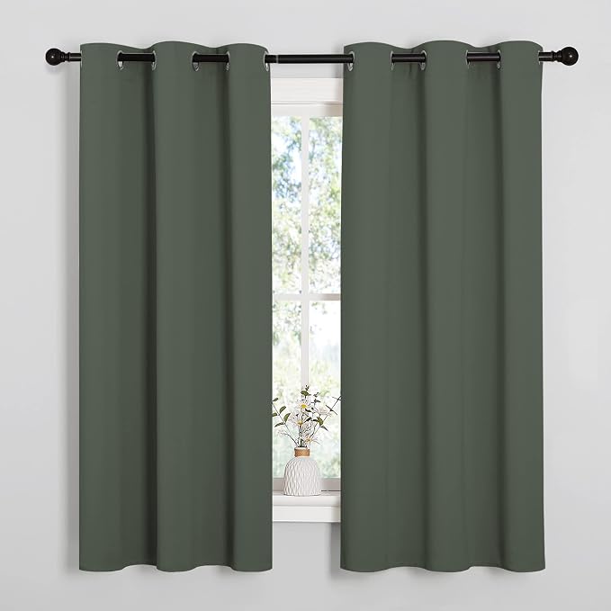 NICETOWN Blackout Curtain Panels, Home Decoration Thermal Insulated Solid Grommet Blackout Drape for Dining Room (Dark Mallard, 1 Pair, 42 by 63-Inch)