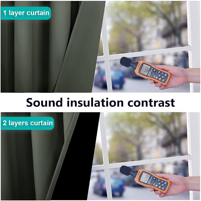 NICETOWN 100% Blackout Window Curtain Panels, Cold and Full Light Blocking Drapes with Black Liner for Nursery, 84 inches Drop Thermal Insulated Draperies (Dark Mallard, 2 PCs, 62" Wide Each Panel)
