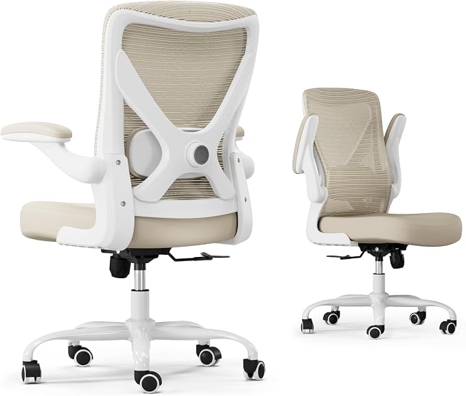 Ergalithic Ergonomic Office Chair - X-Shaped Computer Desk Chair Comfy, Gaming Chair, Office Chair with Lumbar Support, Mesh Office Chairs, Desk Chair for Long Hours(White Beige)