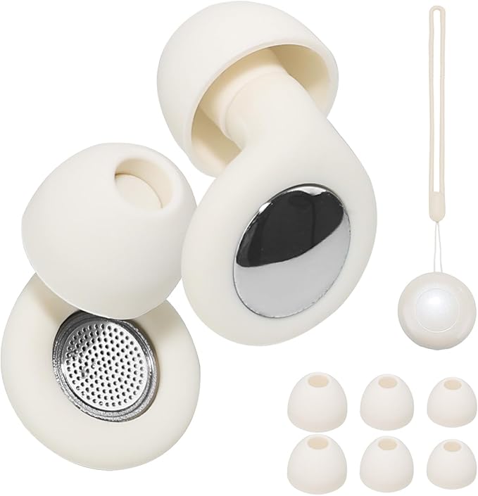 Adhiper Ear Plugs for Noise Reduction 35db Ear Protection, Silicone Reusable Earplugs with 4 Pairs Ear Tips & Small Box for Sleep, Concerts, Work, Study - Skin