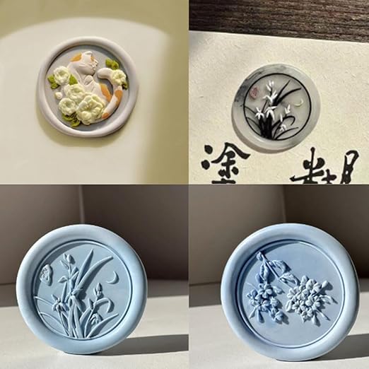 6pcs Flower Wax Seal Stamp Set with Removable Wooden Handle - Floral Wax Stamp Kit for Wedding, Birthday Party, Envelopes, Invitations, Gift Packing & Decoration