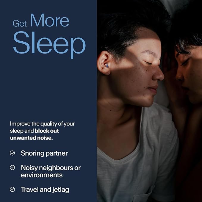 Alpine SleepDeep Earplugs for Sleeping – Side Sleepers & Snoring – Ultra-Soft Noise Reducing Earplugs – 27dB SNR – Hypoallergenic, Silicone-Free – 1 Pair (S + L)