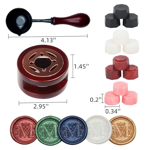 Sealing Wax Beads, ONWINPOR 400pcs Wax Seal Kit with Warmer, Non-Slip Spoon, Candles for Envelopes, Stamp Letter Seal,Wedding Invitations (Black)