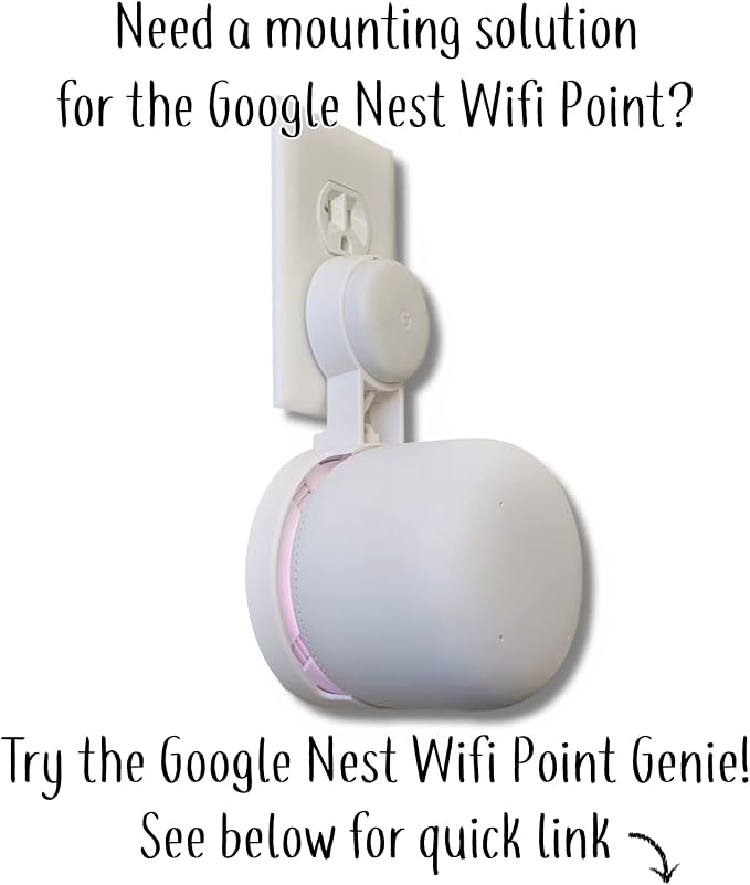 The Nest WiFi Pro Genie Wall Mount Outlet Holder Stand (2-Pack) | Lowest Profile | Open Access | No Messy Screws or Tape | Reinforced Support | Horizontal and Vertical Outlets