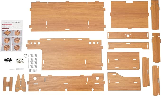 Wood Monitor Riser Drawer with Lock Computer Laptop PC Stand Desk Organizer
