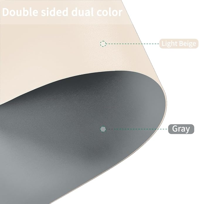 Desk Pad - 14x45 Inch Waterproof Easy to Clean Can Conceal Flaws Protector The Table Top from Scratches Used for Coffee Table Office Table Dresser(Beige+Light Gray 14x45)