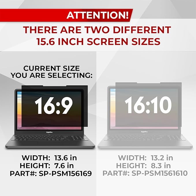 Magnetic Laptop Privacy Screen 15.6 Inch 16:9 - Patented Removable Laptop Privacy Filter Shield and Protector