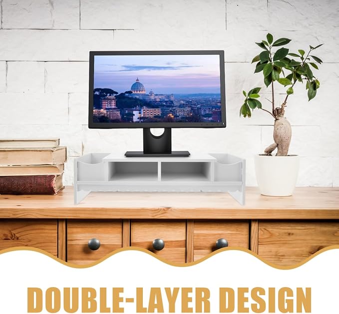 STOBOK Monitor Shelf Riser Stand 19.29X8.07X5.31In Multifunctional Desktop Storage Bracket Organizer for Home Office with Space Maximizing Design