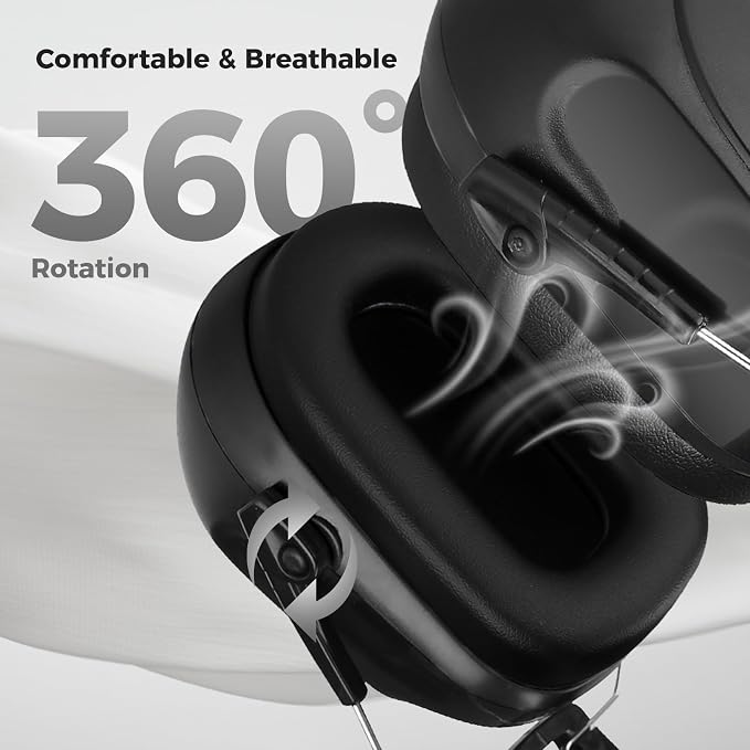 ProCase NRR 28dB Noise Reduction Ear Muffs, Foldable Adjustable Passive Noise Cancelling Headphones for Adults Kids Autism, Hearing Protection for Shooting, Construction, Mowing -2 Packs, Black
