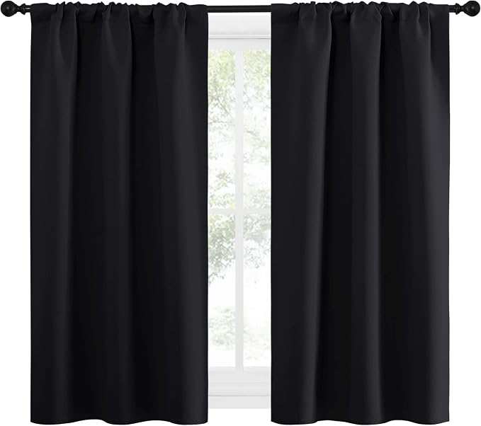 NICETOWN Black Out Curtain Panels for Kitchen - Energy Smart Decoration Thermal Insulating Blackout Drapes/Draperies for Small Window (2 Panels, 34 in x 54 in (W x L))
