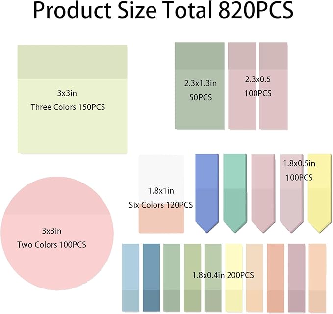 820 Sheets Transparent Bible Sticky Notes,Waterproof Clear Sticky Notes,Bible Study Clear Post It Notes Transparent for Bible Study Supplies,Office School Supplies,Book Annotation
