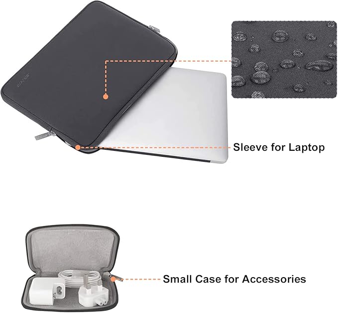 MOSISO Laptop Case 15 inch, 15 inch Laptop Sleeve Bag Compatible with MacBook Air M5 A3448 M4 A3241 M3 A3114 M2 A2941 2026-2023, Dell XPS, Neoprene Computer Sleeve Bag with Small Case, Space Gray