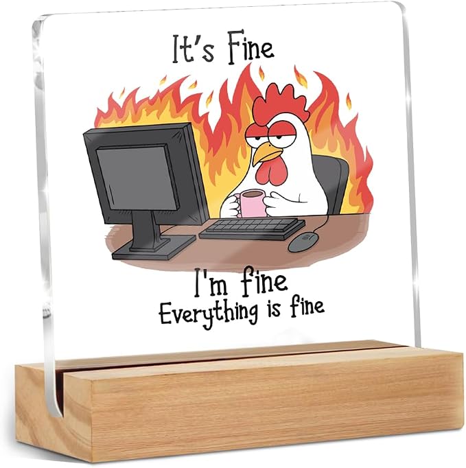 Funny Birthday Gifts for Women Men Desk Rates Sign 4x4 Inch | Office Gag Gift Acrylic With Wooden Stand, Chicken Gifts for Coworker Employee Boss, Office Sign Tabletop Decor