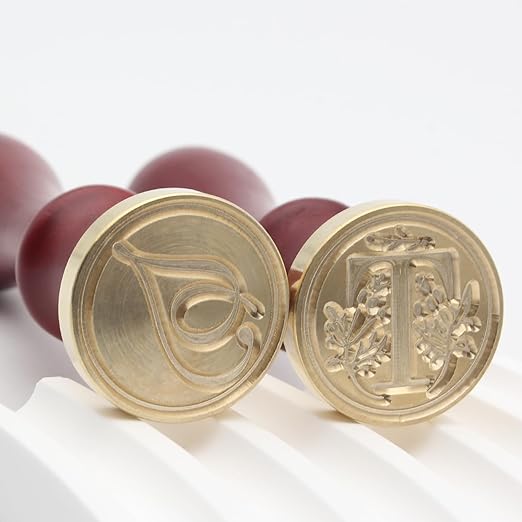 Letter Wax Seal Stamp Kit - Initial Alphabet T Stamp Head 2pcs, Vintage Monogram Stamps Wax Seal Kit with 200pcs Assorted Sealing Beads, Spoon, Metallic Gold Silver Pens