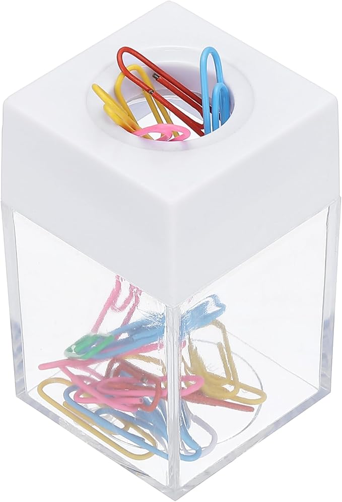 PATIKIL Magnetic Paper Clip Holder Dispenser, Large Capacity Paper Clip Organizers with Magnetic Top for Desk Supplies, Office, Classroom, Home, White