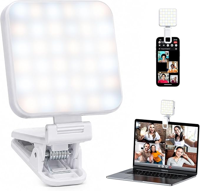 Portable Selfie Light for iPhone: Rechargeable Phone Fill Lights, Ring Light for Camera Picture, Makeup Photo, Video Conferences, Laptop Use, Zoom Meetings, TikTok, Vlog Photography