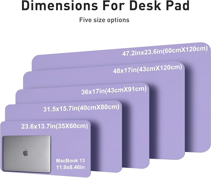 Aothia Faux Leather Desk Mat (Light Purple, 31.5" x 15.7") | Creates A Clean, Organized Workspace With One Surface For Your Keyboard, Laptop And Mouse