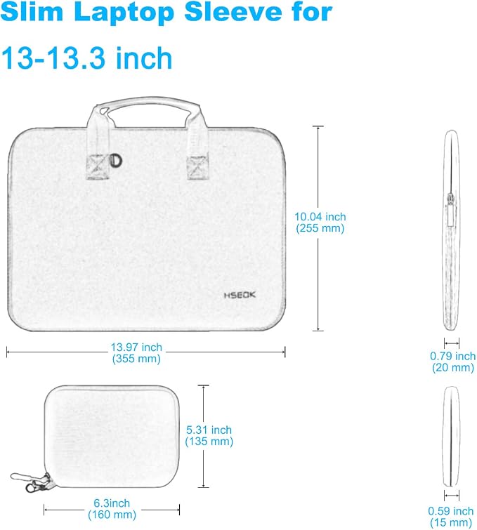 Hseok Laptop Sleeve 13.3-14 inch Case with Small Pouch, Neoprene Computer Bag Compatible with MacBook Neo/Pro 14 M5/M4/M3/M2/M1, Mac Air/Pro 13.3, XPS 14 and Most 13-14 inch Notebooks,B02K01