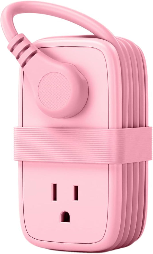 NTONPOWER Pink Travel Power Strip,Travel Essentials 4 Outlets 3 USB(1 C) with 4FT Wrapped Extension Cord Flat Plug, Cruise Essentials 2026 for Hotel Travel Cruise Essentials