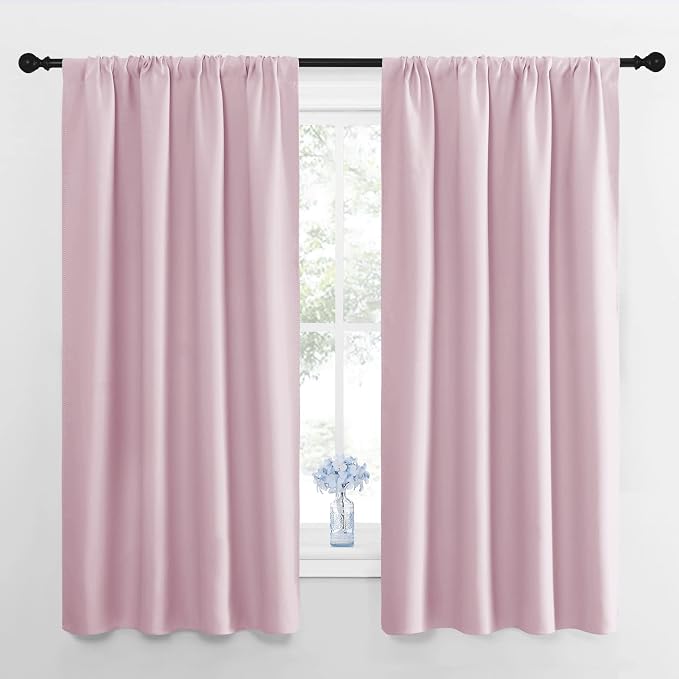 NICETOWN RV Blackout Curtains for Camper Windows, Baby Pink, 29" Wide by 50" Long, 2 PCs, Short Blackout Curtains & Drapes, Thermal Insulated Blackout Curtain Panels for Kids Room, Play Room